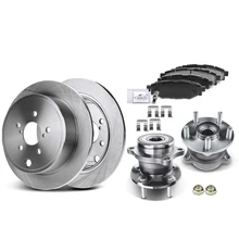 8 Pcs Rear Drilled Brake Rotor & Pads + Wheel Hub Bearing