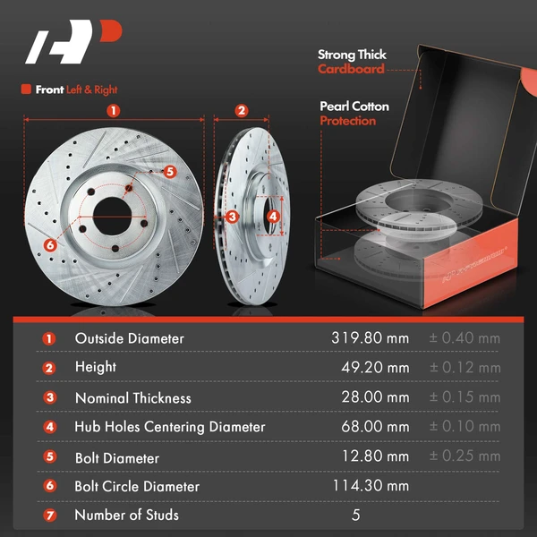 8 Pcs Front Drilled Brake Rotor & Pads + Wheel Hub Bearing for Nissan Maxima 09-14 16-18 3.5L