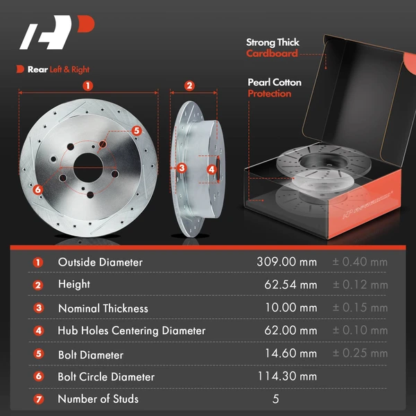 8 Pcs Rear Drilled Brake Rotor & Pads + Wheel Hub Bearing for Lexus RX350 Toyota Highlander AWD
