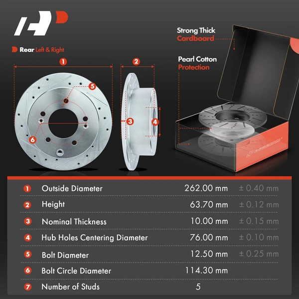 8 Pcs Rear Drilled Brake Rotor & Pads + Wheel Hub Bearing for Forte Koup 10-13 Forte5