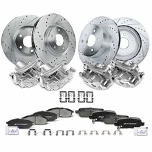 16 Pcs Front & Rear Drilled Brake Rotors & Pads + Brake Calipers