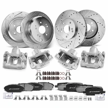 16 Pcs Front & Rear Drilled Brake Rotors & Pads + Brake Calipers