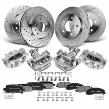 16 Pcs Front & Rear Drilled Brake Rotors & Pads + Brake Calipers