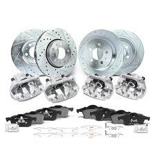16 Pcs Front & Rear Drilled Brake Rotors & Pads + Brake Calipers