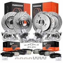 16 Pcs Front & Rear Drilled Brake Rotors & Pads + Brake Calipers