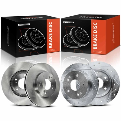 4 Pcs Front Disc & Rear Drilled Brake Rotor