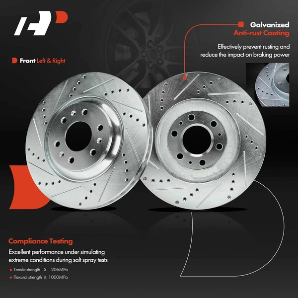 4 Pcs Front & Rear Drilled Brake Rotors for Cadillac SRX 04-09 3.6L 4.6L 6-Lug