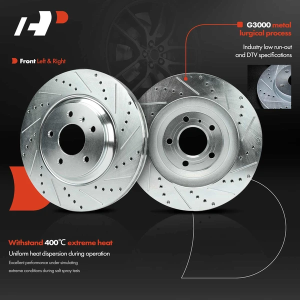 4 Pcs Front & Rear Drilled Brake Rotors for Buick Lucerne 06-11 Cadillac DTS 5-Lug