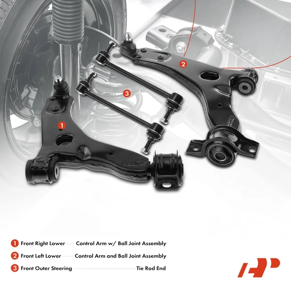 6-Pc Shock Strut Coil Spring and Control Arm Kit, Front Side A-Premium APCA5249