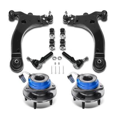 8 Pcs Front Wheel Hub Bearing & Control Arm Kit