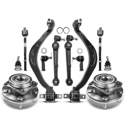 12 Pcs Front Wheel Hub Bearing & Control Arm Kit