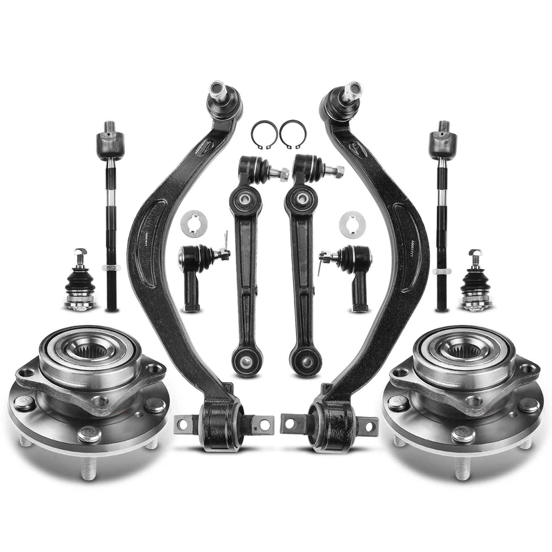 12-Pc Control Arm and Ball Joint Assembly + Ball Joint + Tie Rod End + Wheel Bearing & Hub Assembly, Front Side, A-Premium APCA5265