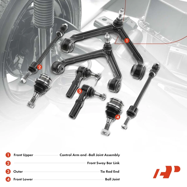 11-Pc Control Arm and Ball Joint Full Kit, Front Side A-Premium APCA5259