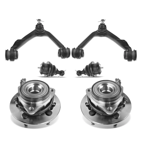 2000-2002 Lincoln Navigator 6-Pc Control Arm Wheel Bearing and Hub Assembly Kit, Front Side A-Premium APCA5262