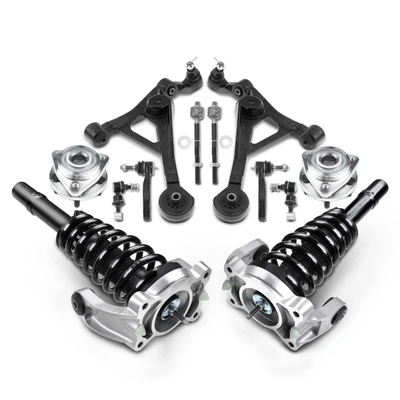 12 Pcs Front Strut & Coil Spring Hub Bearing Control Arm Kit
