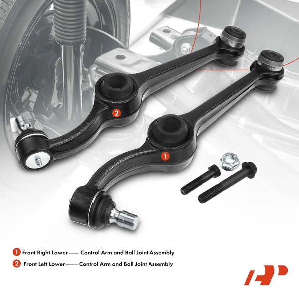 4-Pc Shock Strut Coil Spring Assembly and Control Arm Kit, Front Side A-Premium APCA5271