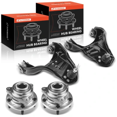 4 Pcs Front Wheel Hub Bearing & Control Arm Kit