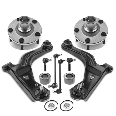 8 Pcs Front Wheel Hub Bearing & Control Arm Kit