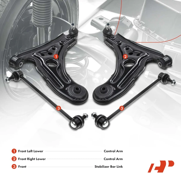 6-Pc Shock Strut Coil Spring and Control Arm Kit, Front Side A-Premium APCA5282