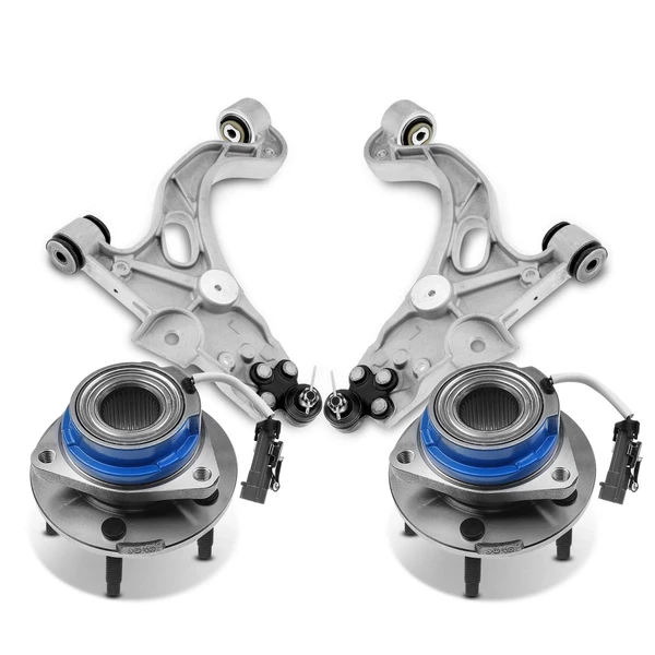 4-Pc Control Arm Wheel Bearing and Hub Assembly Kit, Front Side A-Premium APCA5290