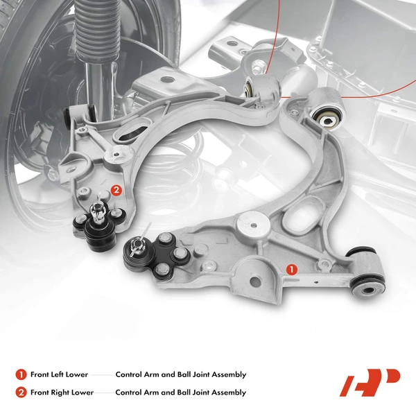 4-Pc Control Arm Wheel Bearing and Hub Assembly Kit, Front Side A-Premium APCA5290