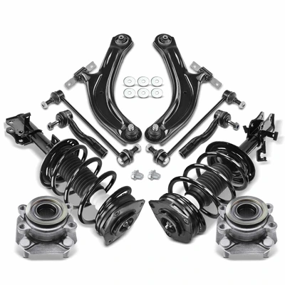 10 Pcs Front Strut & Coil Spring Hub Bearing Control Arm Kit