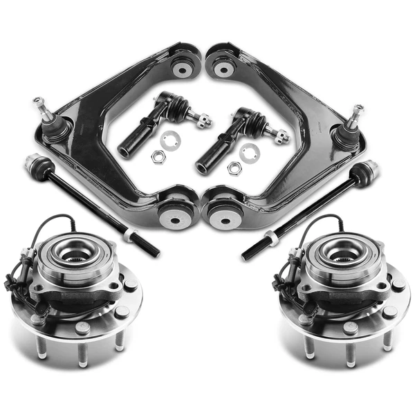 2007-2010 Chevrolet Silverado 2500 HD 8-Pc Control Arm Wheel Bearing and Hub Assembly Kit, Front Side A-Premium APCA5404