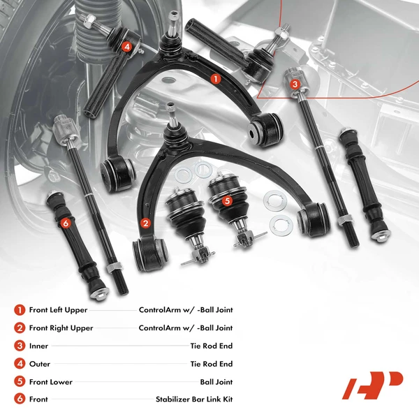 14-Pc Control Arm and Ball Joint Full Kit, Front Side A-Premium APCA5298