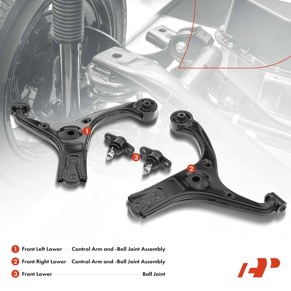 6-Pc Shock Strut Coil Spring and Control Arm Kit, Front Side A-Premium APCA5307