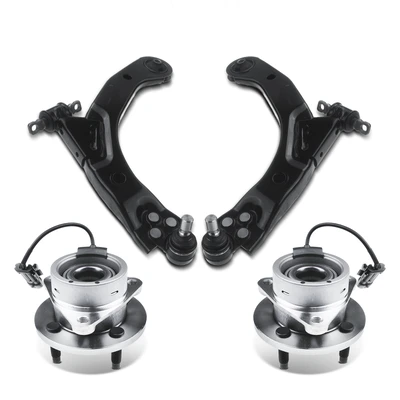 4 Pcs Front Wheel Hub Bearing & Control Arm Kit