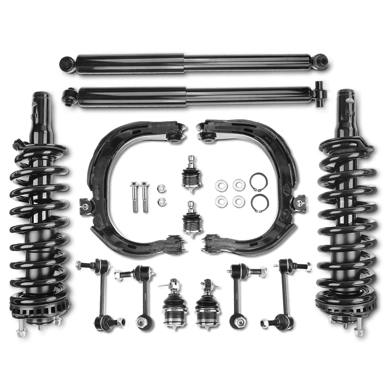 14-Pc Control Arm + Control + Stabilizer Bar Link + Ball Joint + Strut & Coil Spring Assembly + Shock Absorber, A-Premium APCA5387