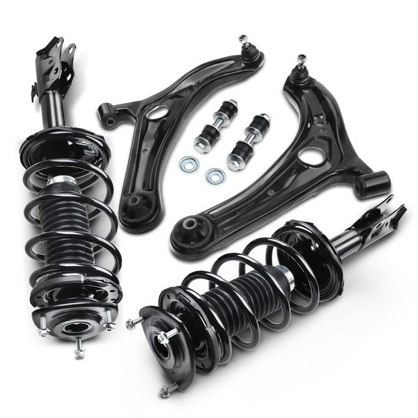 6-Pc Control Arm Stabilizer Bar Link and Complete Strut & Coil Spring Kit, Front Side A-Premium APCA5389
