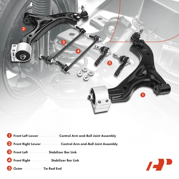 8-Pc Control Arm Wheel Bearing and Hub Assembly Kit, Front Side A-Premium APCA5318