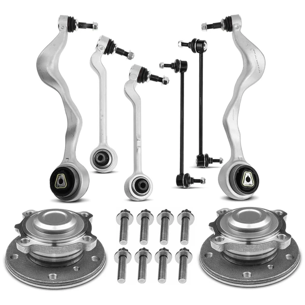 2009-2011 BMW 335d 8-Pc Control Arm Wheel Bearing and Hub Assembly Kit, Front Side A-Premium APCA5315