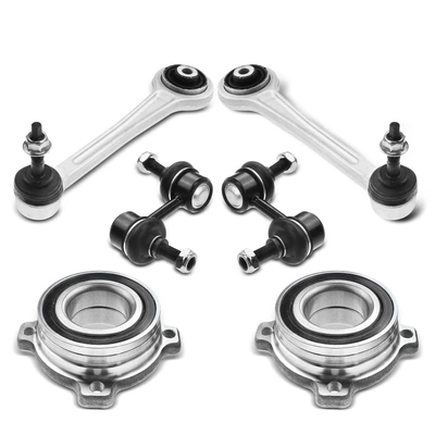 6 Pcs Rear Wheel Hub Bearing & Control Arm Kit