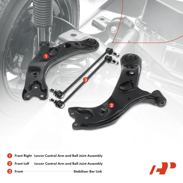 6-Pc Shock Strut Coil Spring and Control Arm Kit, Front Side A-Premium APCA5325