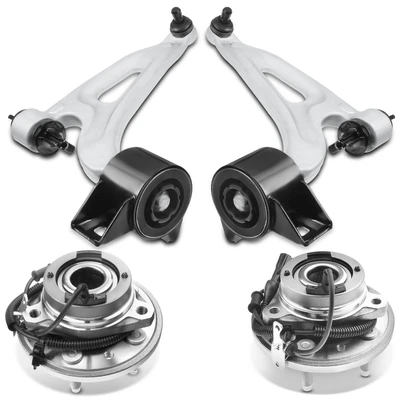 4 Pcs Front Wheel Hub Bearing & Control Arm Kit