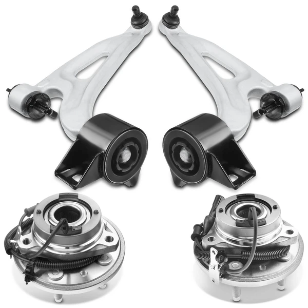 4-Pc Control Arm Wheel Bearing and Hub Assembly Kit, Front Side A-Premium APCA5321