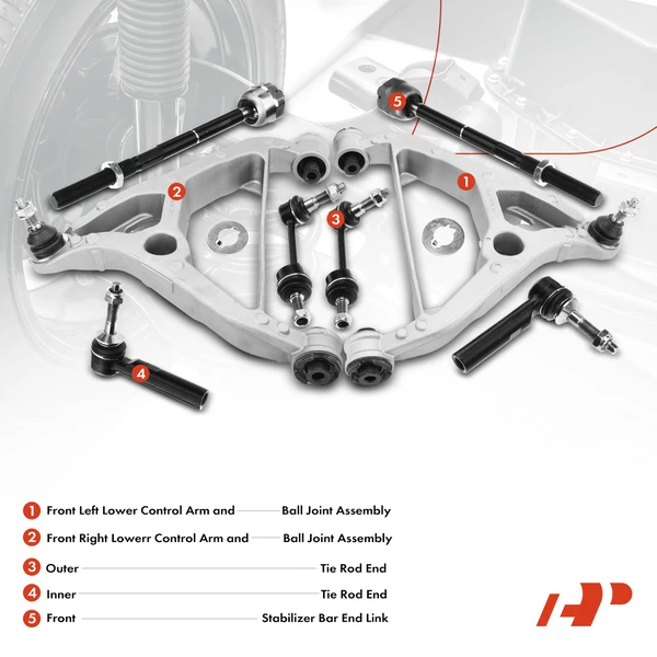 14-Pc Control Arm and Ball Joint Full Kit A-Premium APCA5396