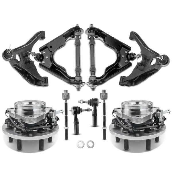 2000-2003 Dodge Durango 10-Pc Control Arm Ball Joint Tie Rod End Wheel Bearing & Hub Kit, Front Side A-Premium APCA5330