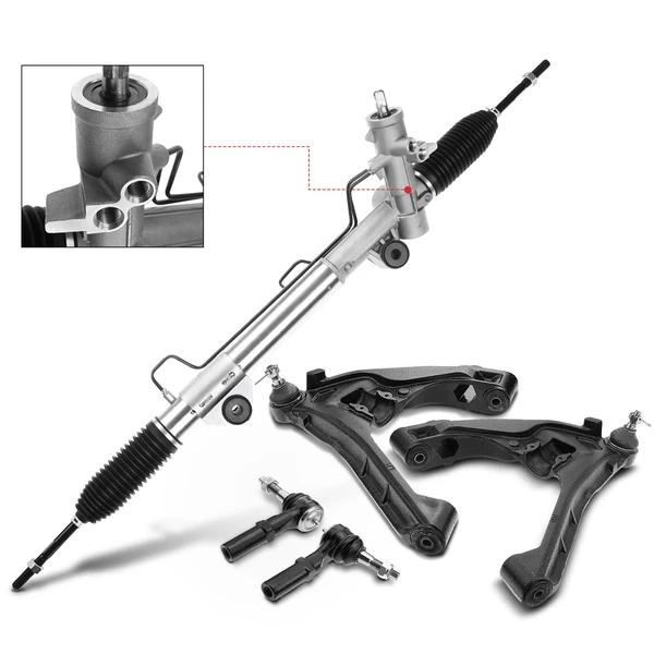 5-Pc Control Arm Ball Joint Power Steering Rack & Pinion Tie Rod End Kit, Front Side A-Premium APCA5327