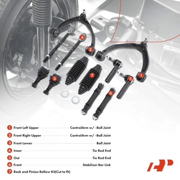 14-Pc Control Arm and Ball Joint Full Kit, Front Side A-Premium APCA5333