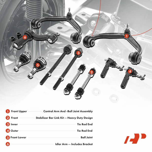 13-Pc Control Arm and Ball Joint Full Kit, Front Side A-Premium APCA5335