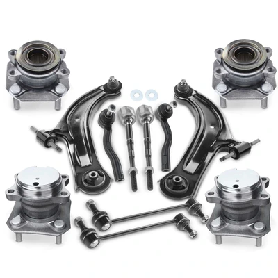 12 Pcs Wheel Hub Bearing & Control Arm Kit