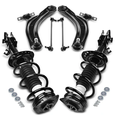 6 Pcs Front Complete Strut & Coil Spring Control Arm Kit