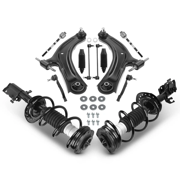 2008-2012 Nissan Rogue 12-Pc Shock Strut Coil Spring and Control Arm Kit, Front Side A-Premium APCA5355