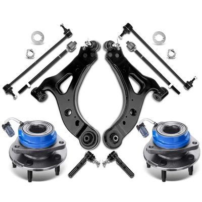 10 Pcs Front Wheel Hub Bearing & Control Arm Kit