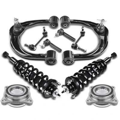 10 Pcs Front Strut & Coil Spring Hub Bearing Control Arm Kit