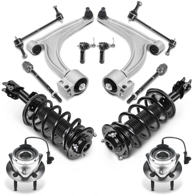 12 Pcs Front Strut & Coil Spring Hub Bearing Control Arm Kit