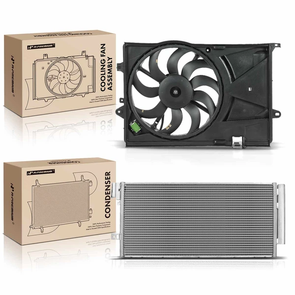 AC Condenser & Single Cooling Fan Assembly Kit for Chevy Sonic 2012-2020